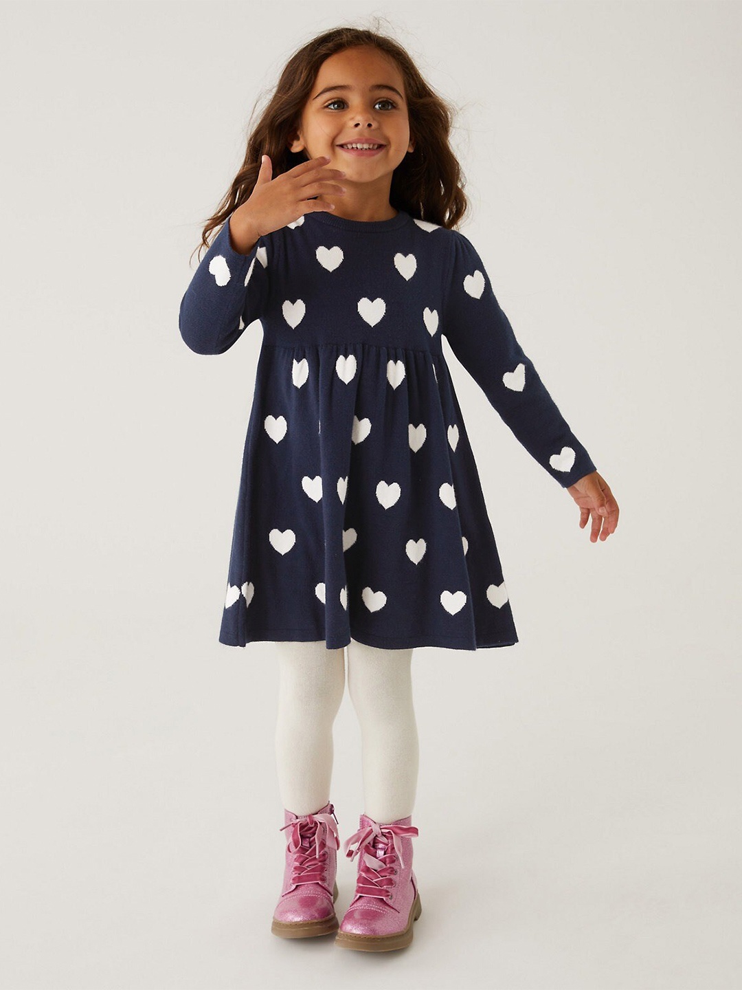 

Marks & Spencer Girls Conversational Printed A-Line Dress, Navy blue