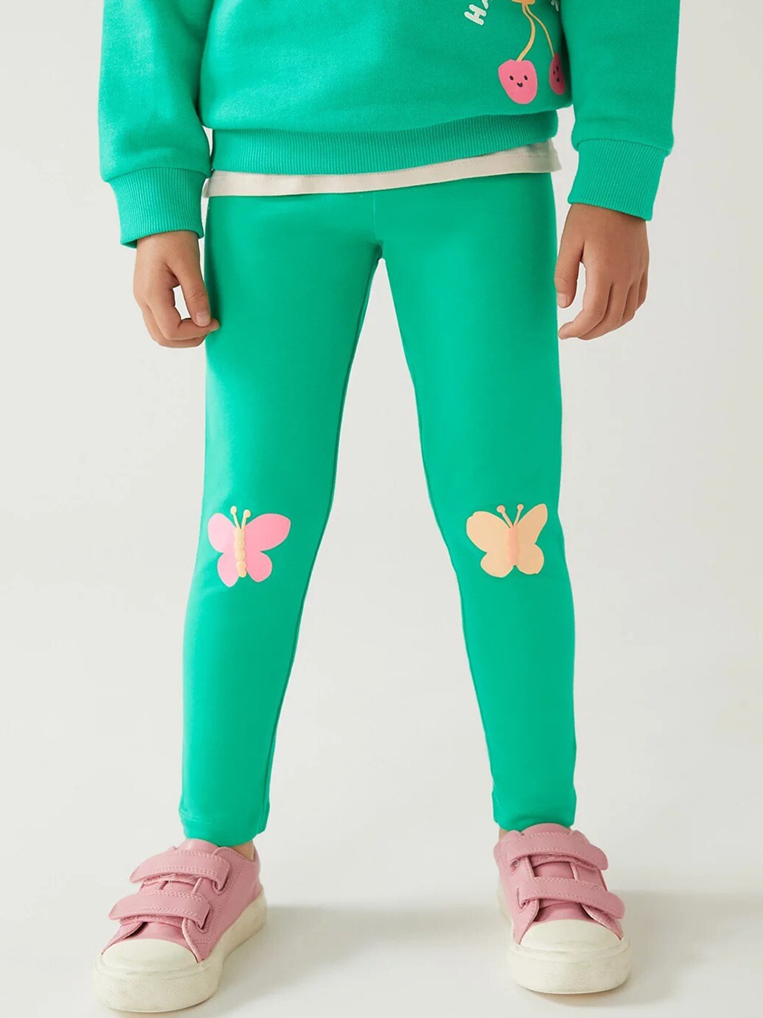 

Marks & Spencer Girls Printed Ankle Length Leggings, Green