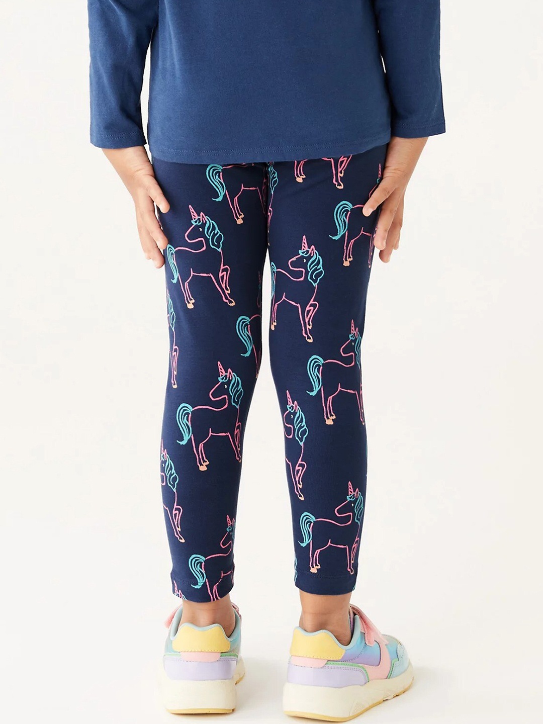 

Marks & Spencer Girls Unicorn Printed Ankle Length Leggings, Navy blue