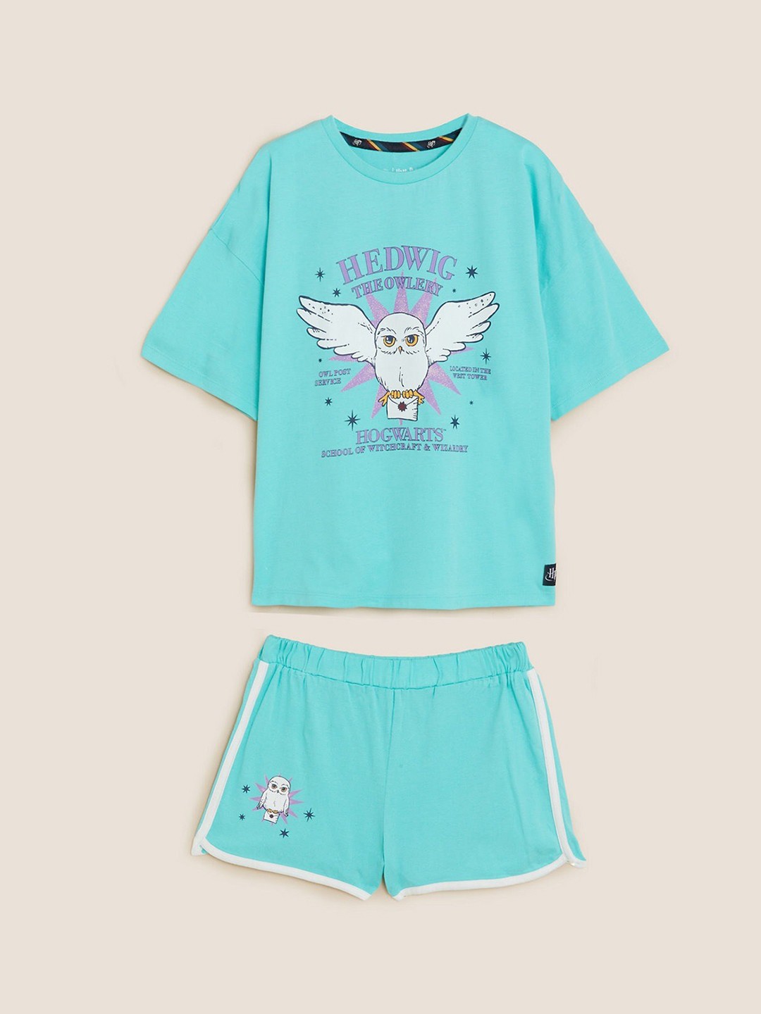 

Marks & Spencer Girls Graphic Printed Night Suit, Turquoise blue