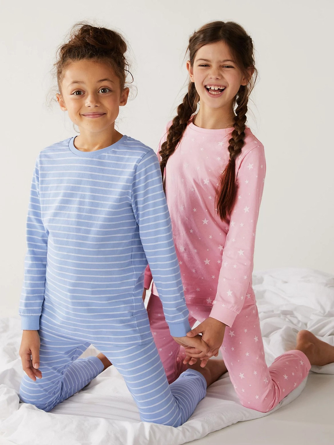 

Marks & Spencer Girls Pack Of 2 Striped Night Suit, Blue