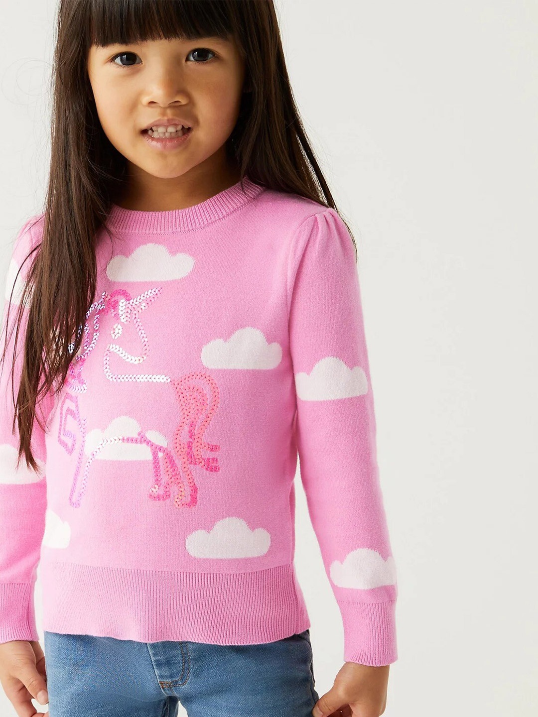 

Marks & Spencer Girls Printed Pure Cotton Pullover, Pink
