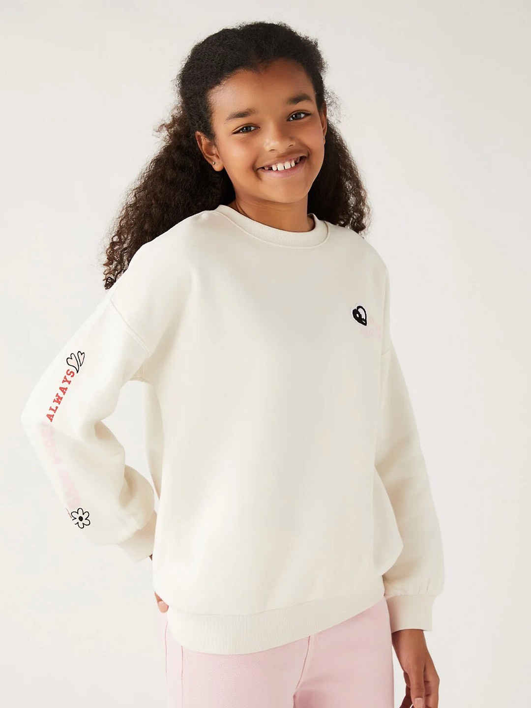 

Marks & Spencer Girls Printed Cotton Sweatshirt, Cream
