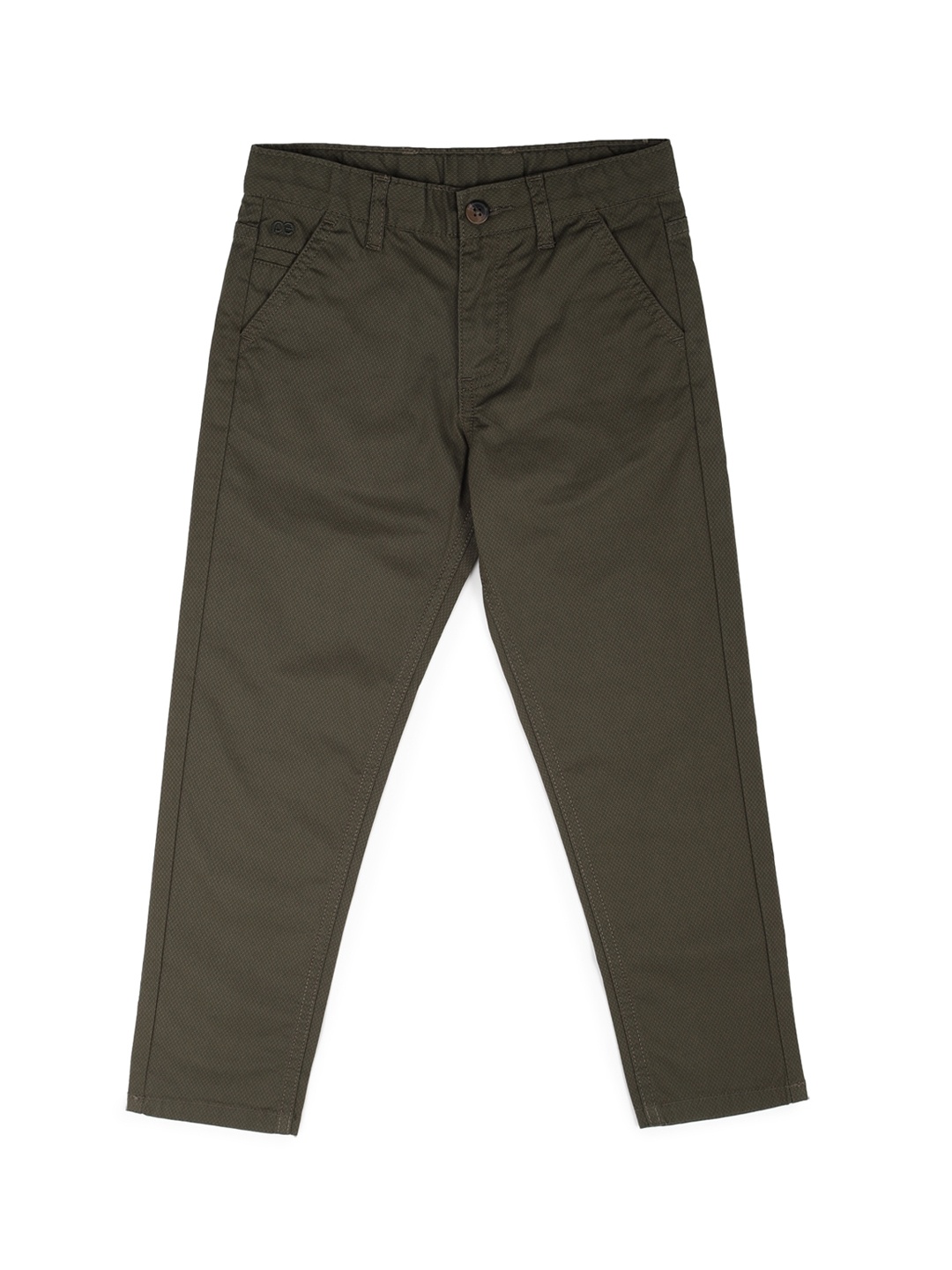 

Peter England Boys Printed Skinny Fit Chinos Trousers, Olive