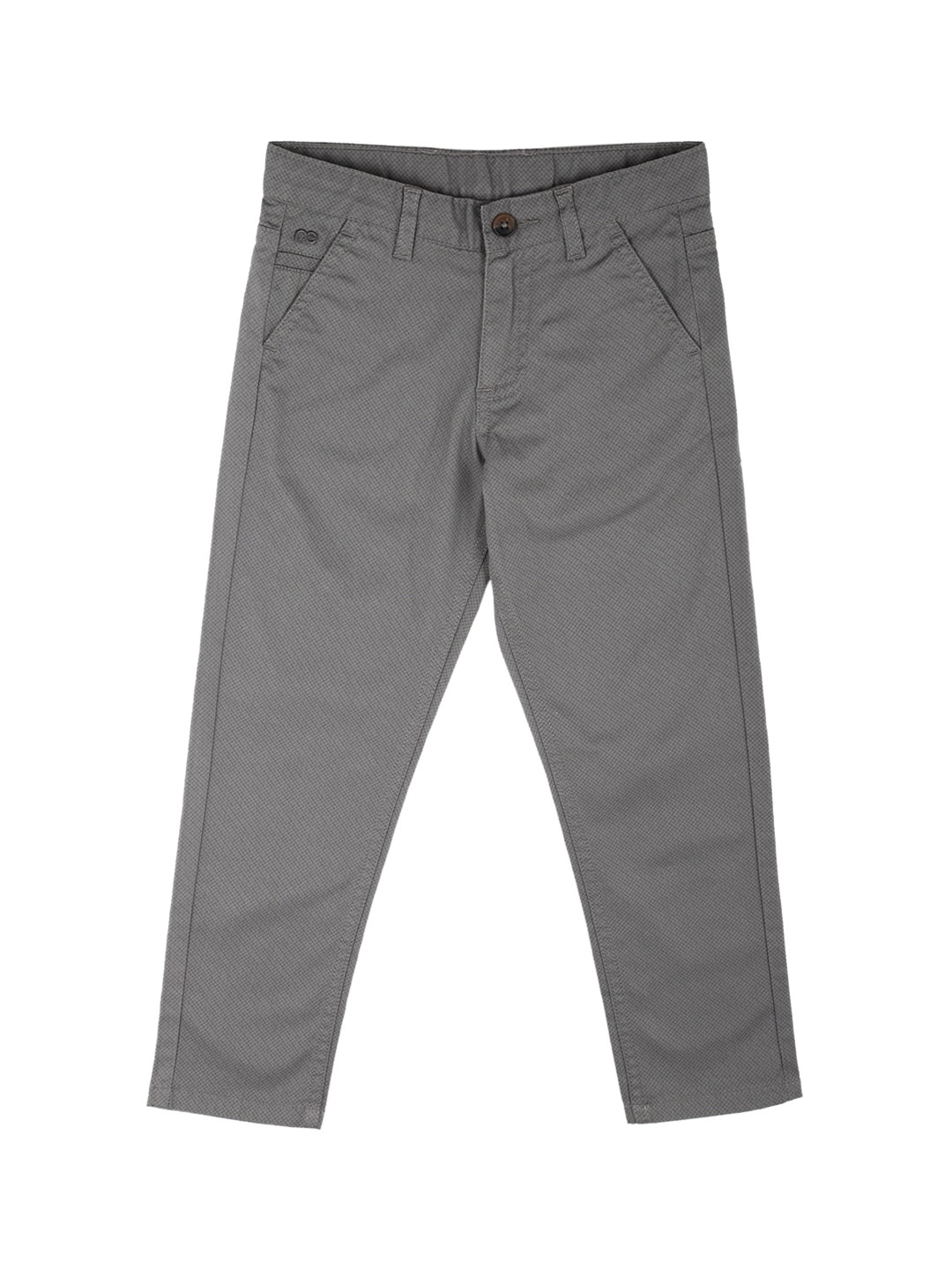 

Peter England Boys Checked Skinny Fit Mid-Rise Trousers, Grey