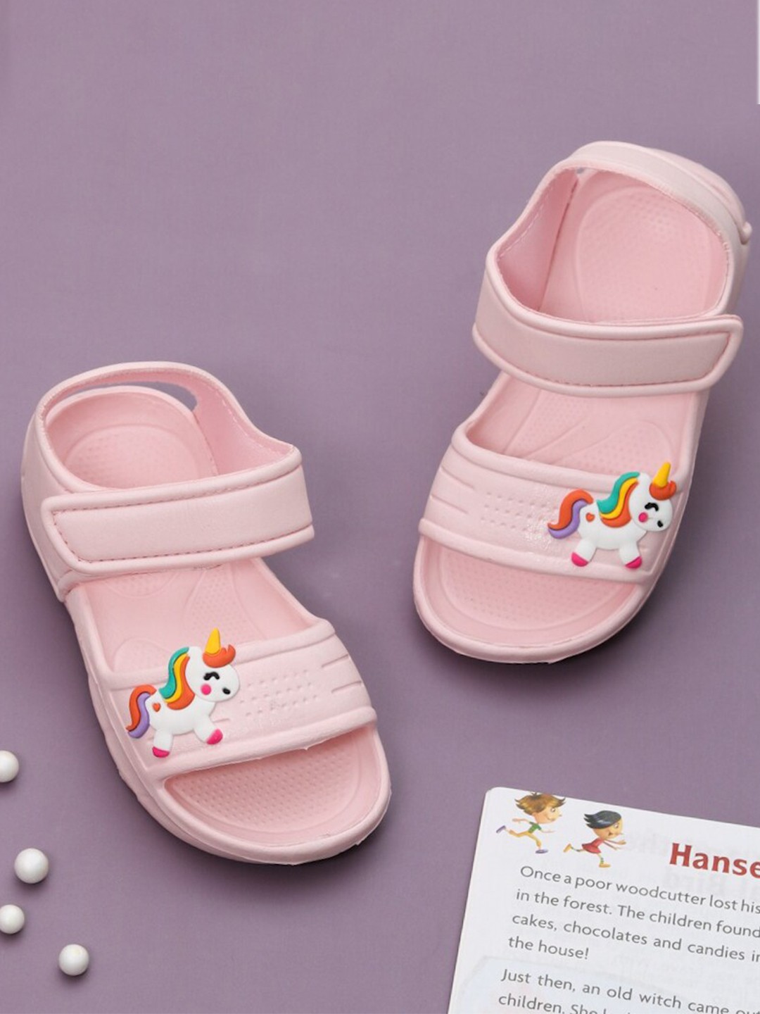 

Yellow Bee Girls Unicorn Comfort Rubber Flats, Pink