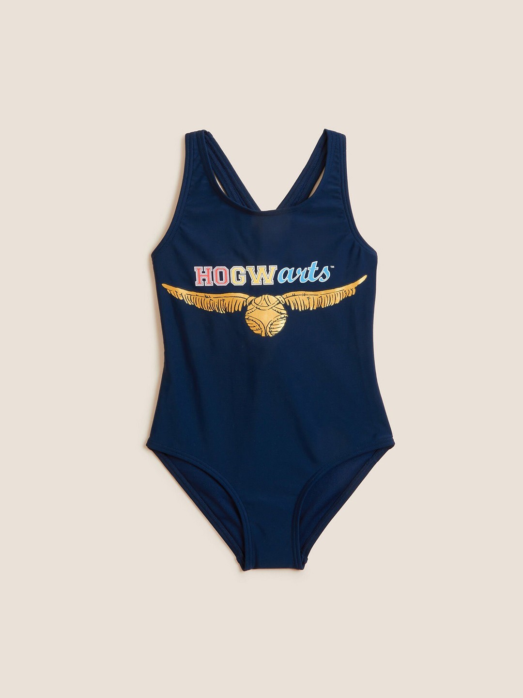 

Marks & Spencer Girls Printed Round Neck Bodysuit, Navy blue