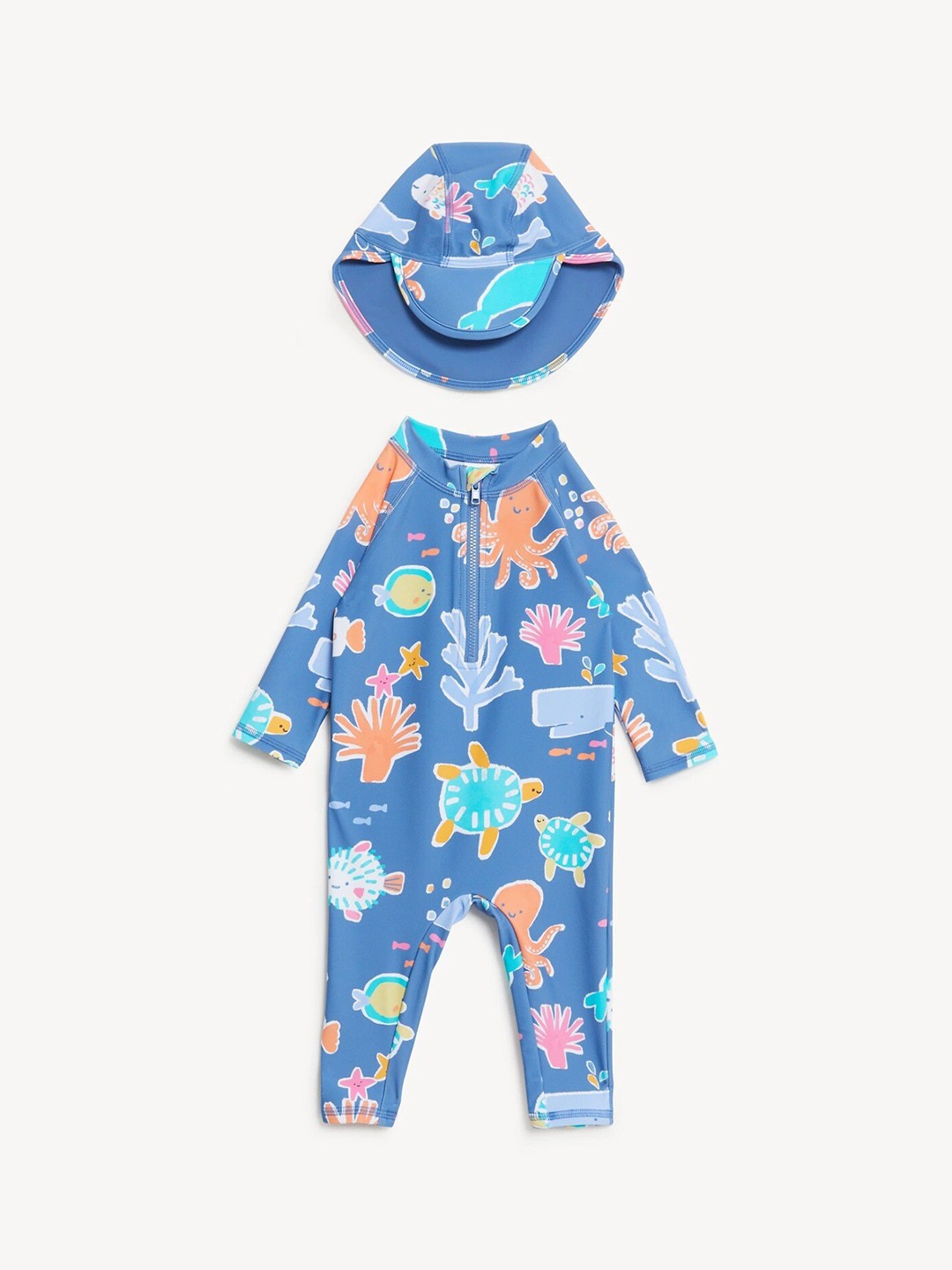 

Marks & Spencer Boys Printed Rompers With cap, Blue