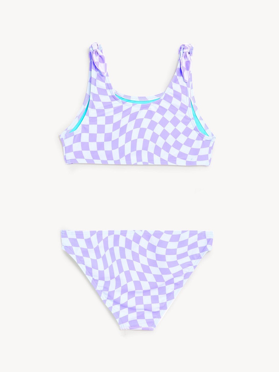 

Marks & Spencer Girls Checked Swimwear Bikini Set, Purple
