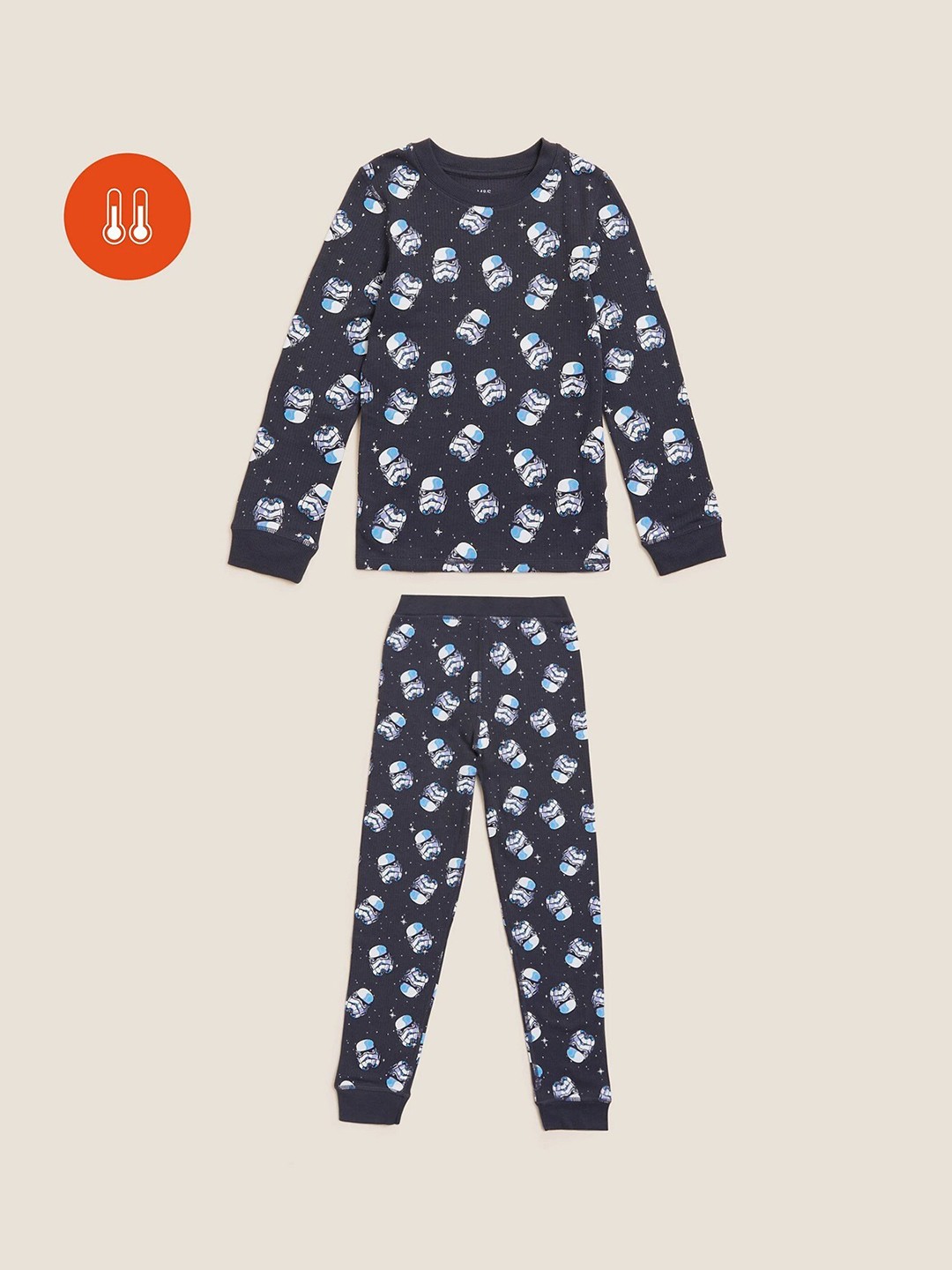 

Marks & Spencer Boys Printed Cotton Thermal Set, Navy blue