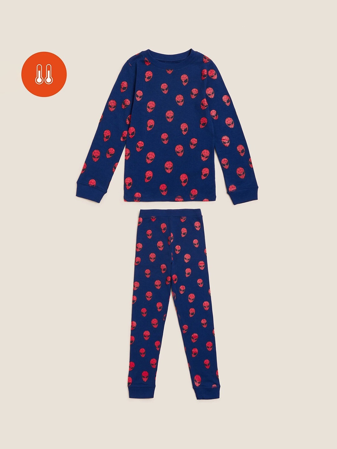 

Marks & Spencer Boys Printed Cotton Thermal Set, Navy blue