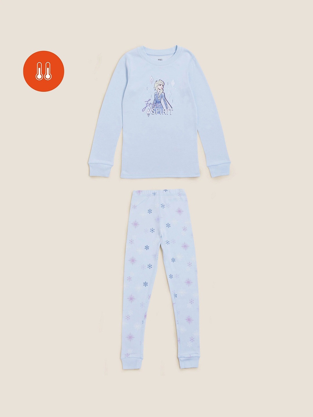

Marks & Spencer Girls Printed Cotton Thermal Set, Blue