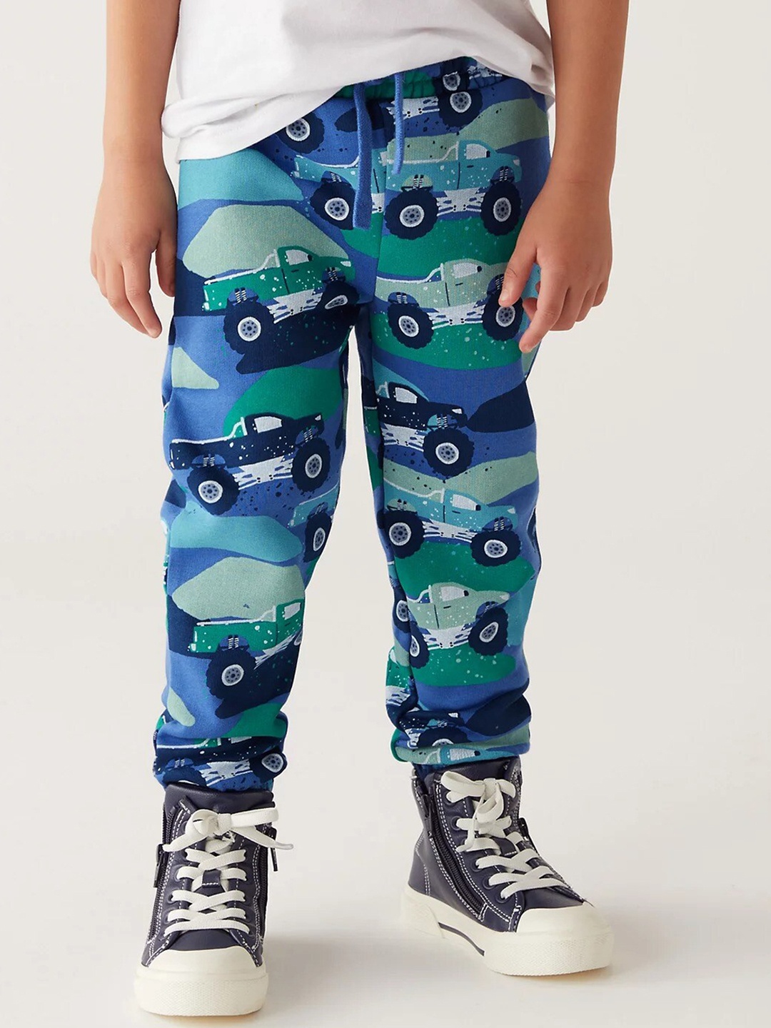 

Marks & Spencer Boys Printed Cotton Trousers, Blue