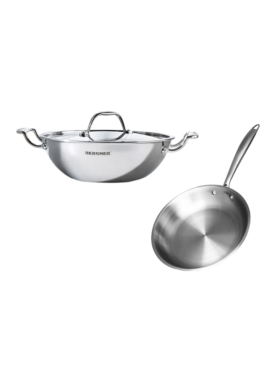 

Bergner Argent 3 Pieces Triply-Stainless Steel Induction Base Cookware Set With Lid
