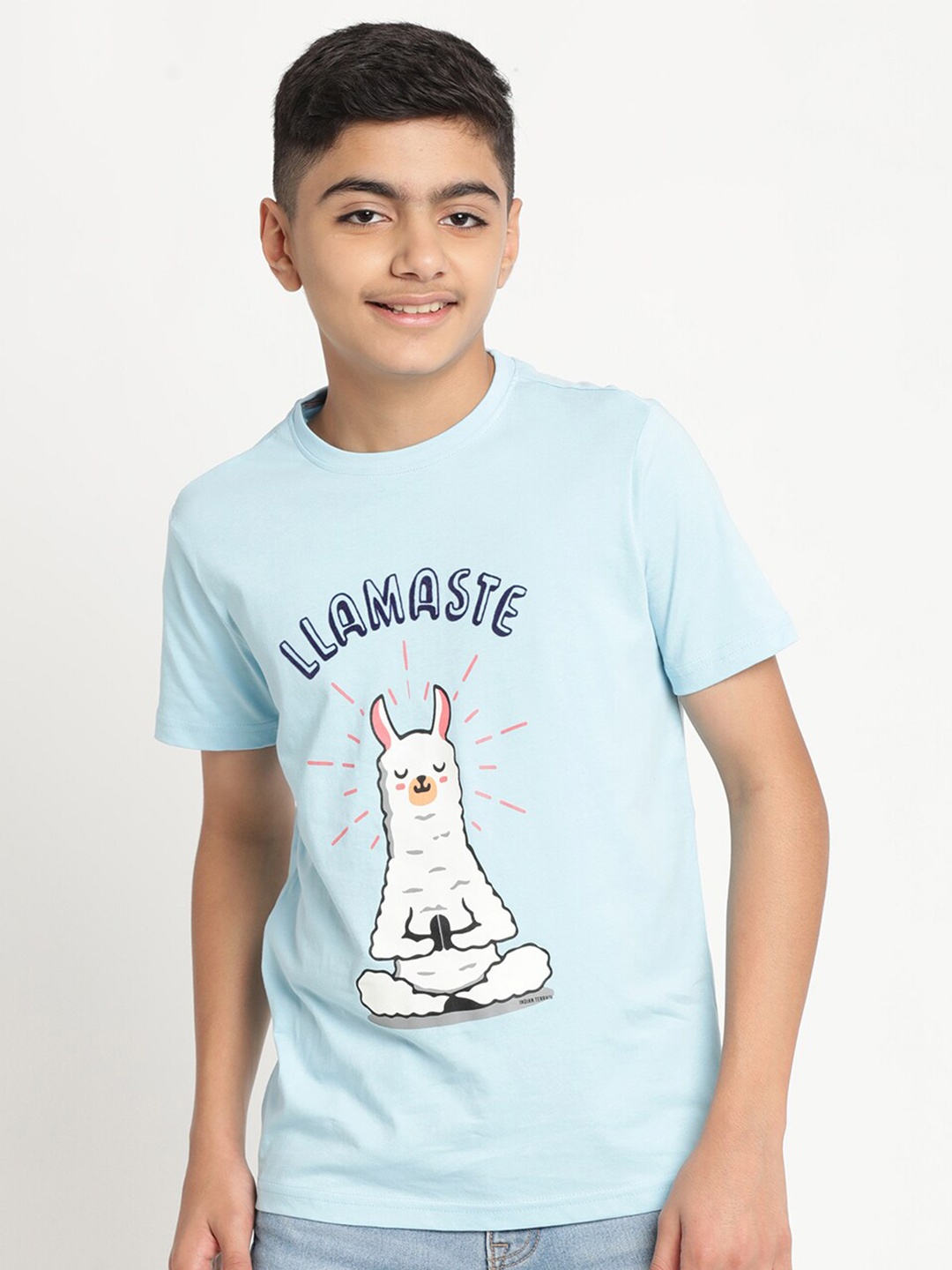 

Indian Terrain Boys Conversational Printed Pure Cotton T-shirt, Blue