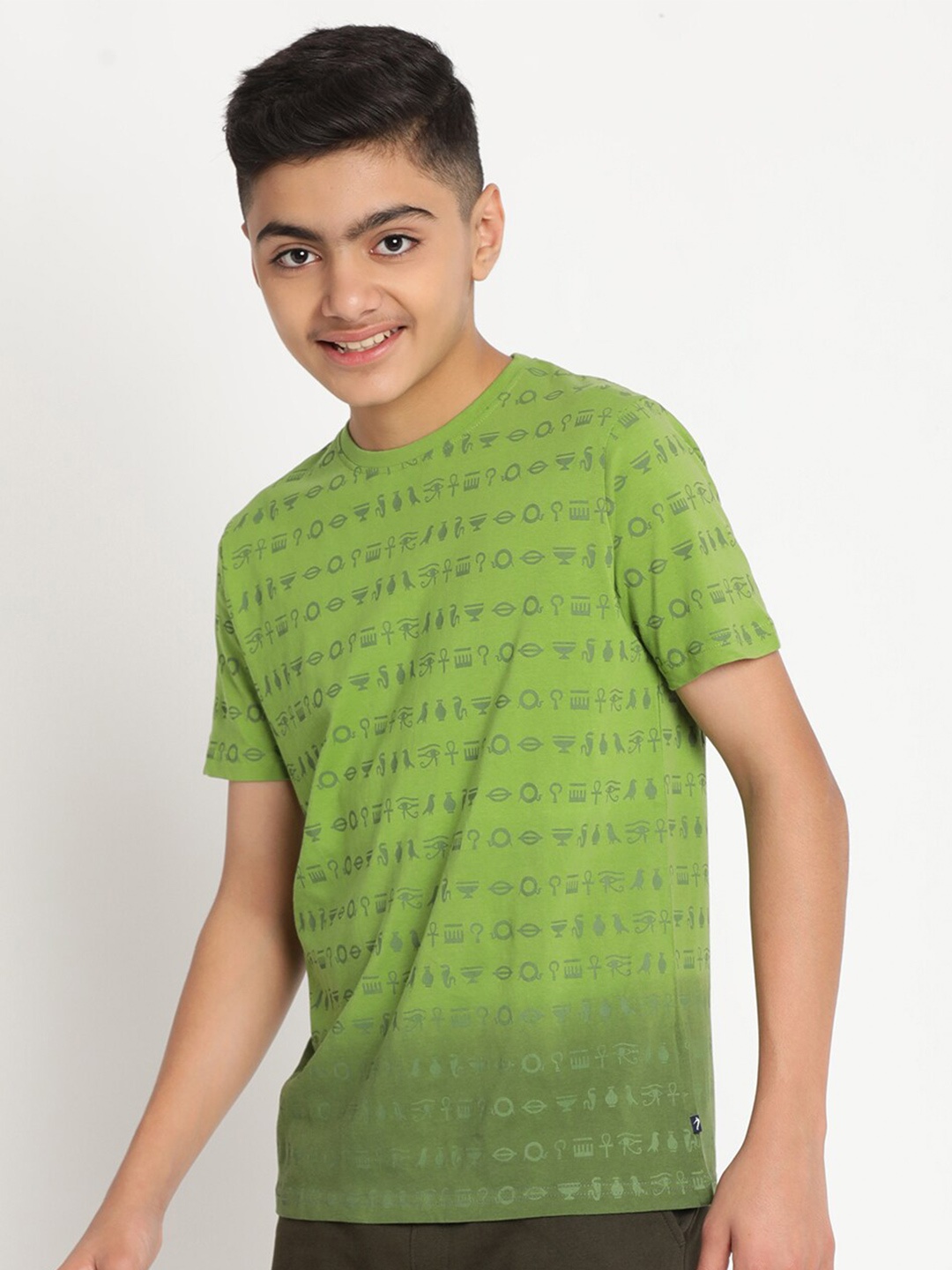 

Indian Terrain Boys Conversational Printed Pure Cotton T-shirt, Green