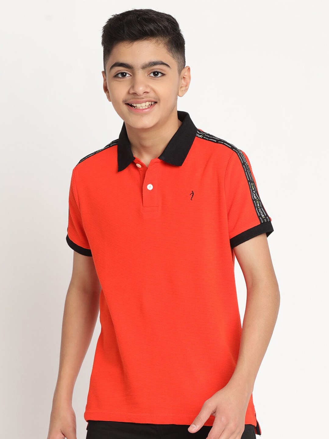 

Indian Terrain Boys Polo Collar Pure Cotton T-shirt, Orange