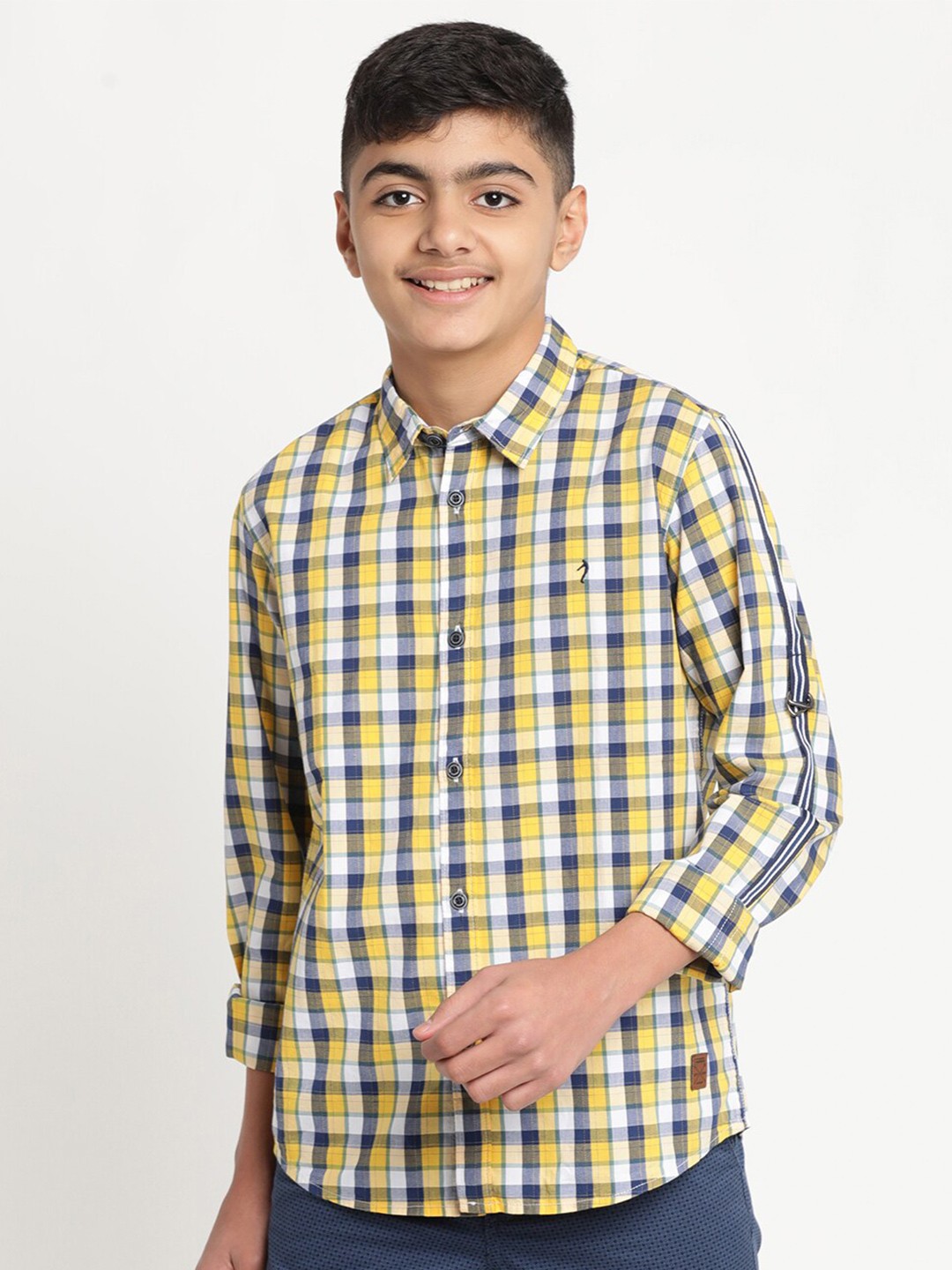 

Indian Terrain Boys Standard Tartan Checked Cotton Casual Shirt, Yellow