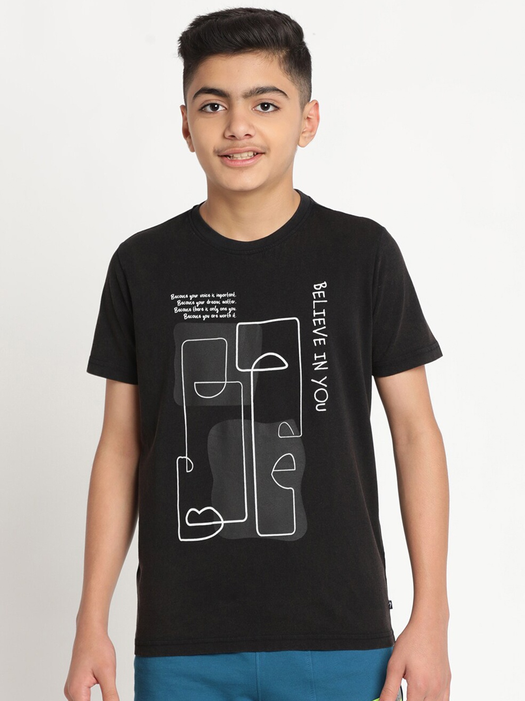 

Indian Terrain Boys Printed Pure Cotton T-shirt, Black