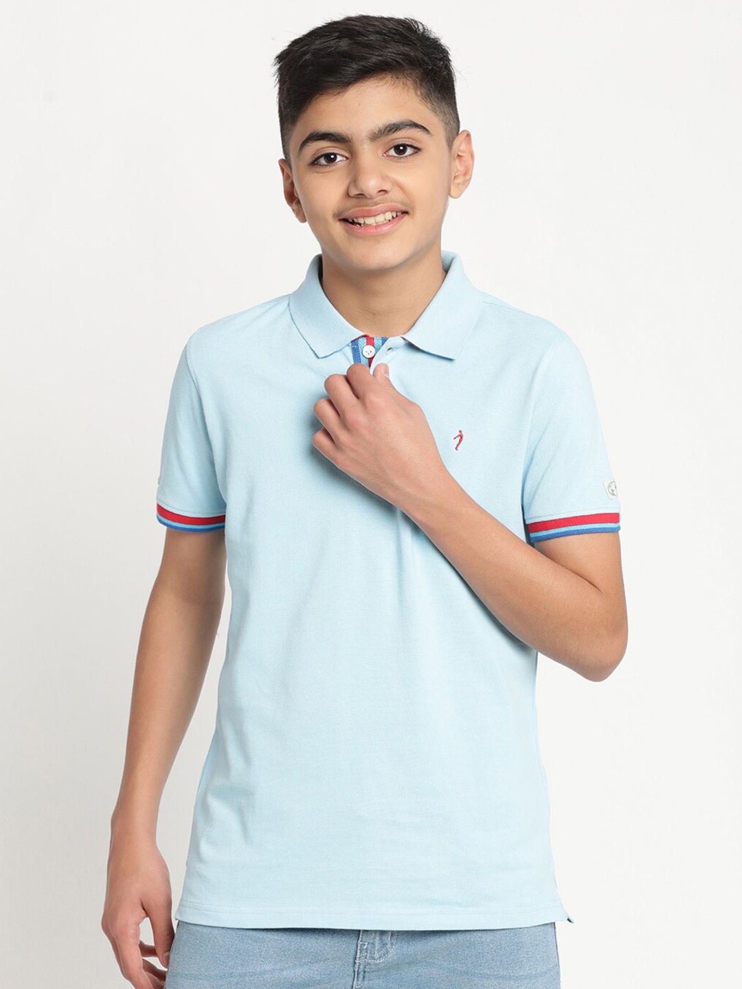 

Indian Terrain Boys Polo Collar Pure Cotton T-shirt, Blue