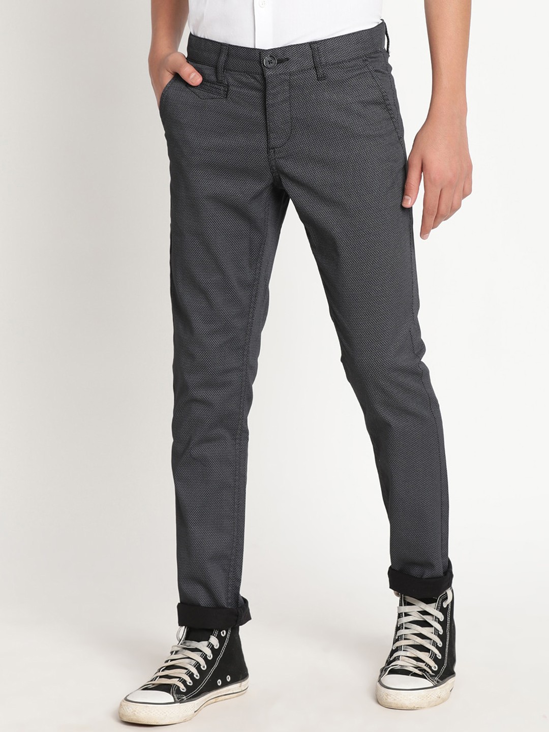 

Indian Terrain Boys Slim Fit Cotton Trousers, Black