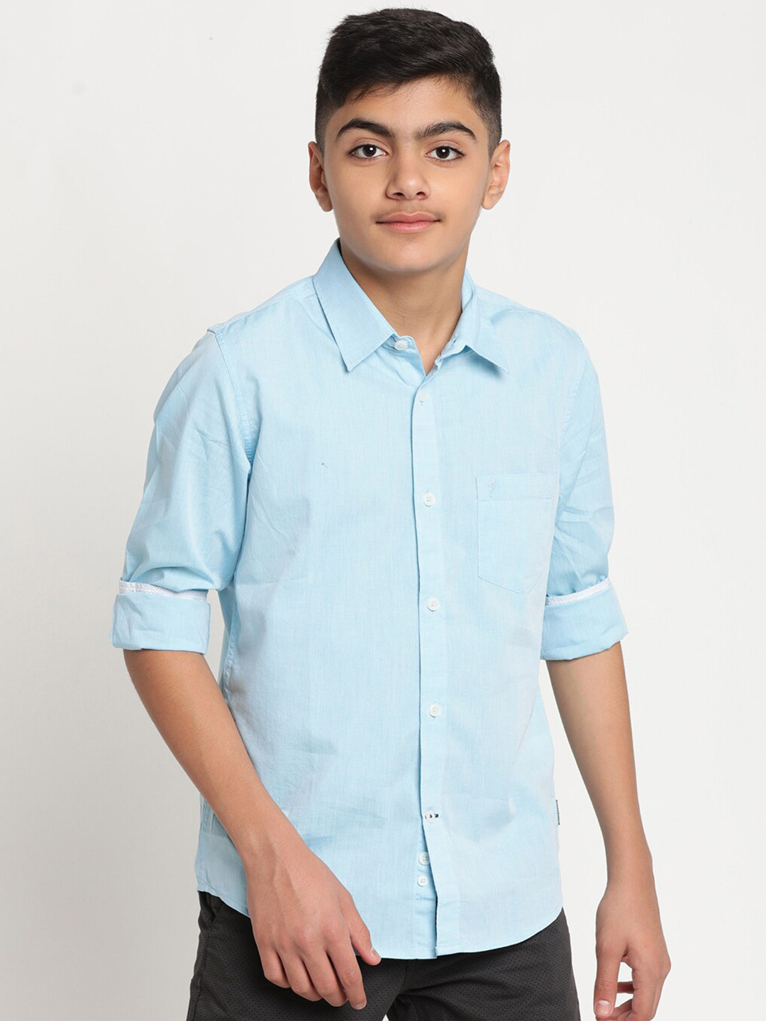 

Indian Terrain Boys Standard Casual Pure Cotton Shirt, Blue