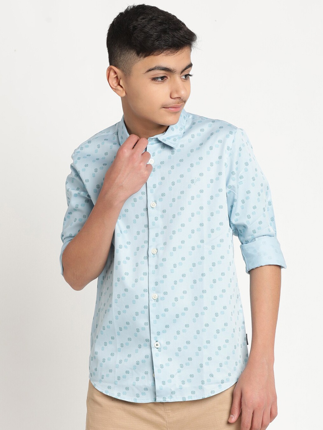 

Indian Terrain Boys Standard Printed Casual Pure Cotton Shirt, Blue