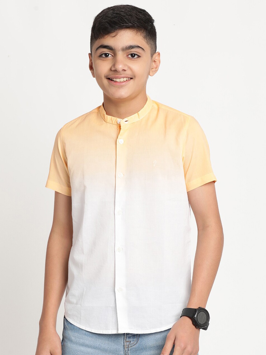 

Indian Terrain Boys Standard Casual Cotton Shirt, Peach