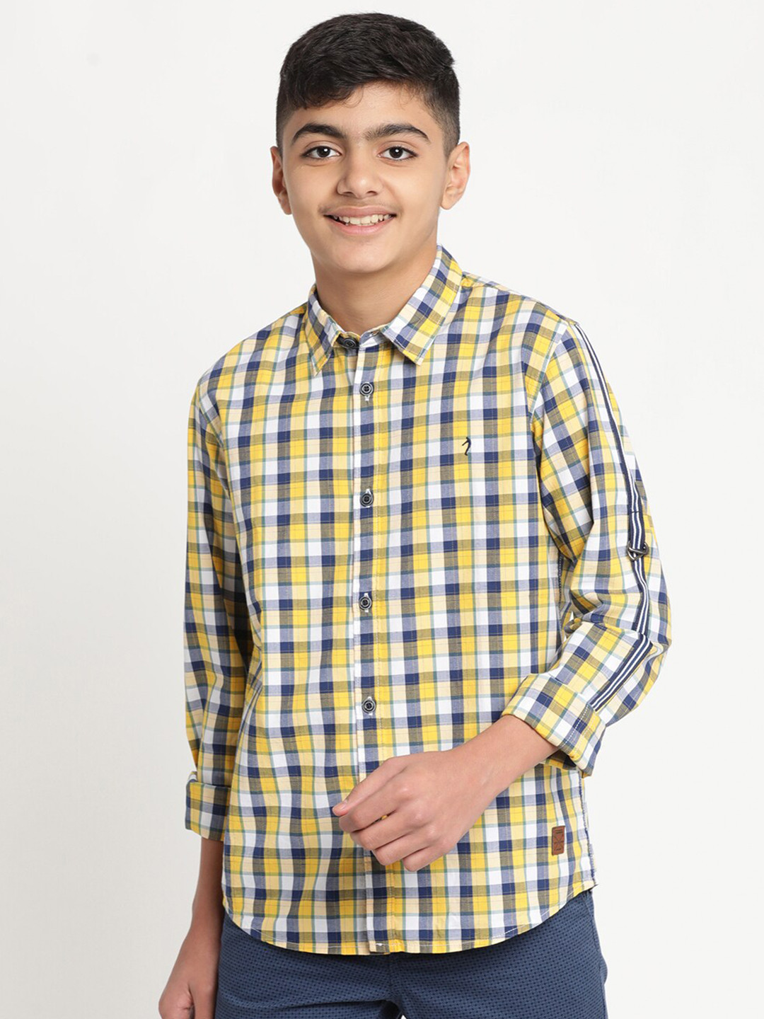 

Indian Terrain Boys Standard Tartan Checked Casual Cotton Shirt, Yellow