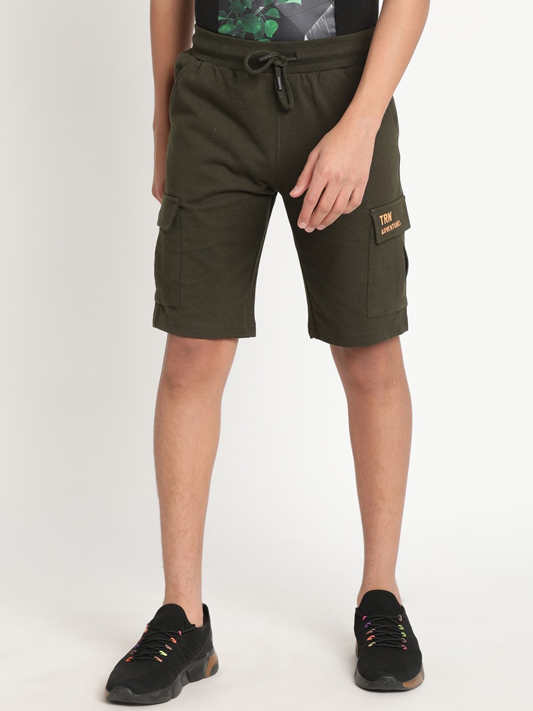 

Indian Terrain Boys Pure Cotton Slim Fit Sports Shorts, Olive