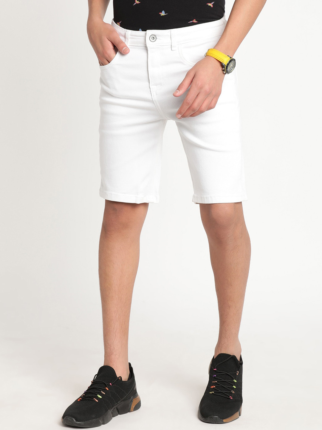 

Indian Terrain Boys Pure Cotton Slim Fit Mid-Rise Shorts, White
