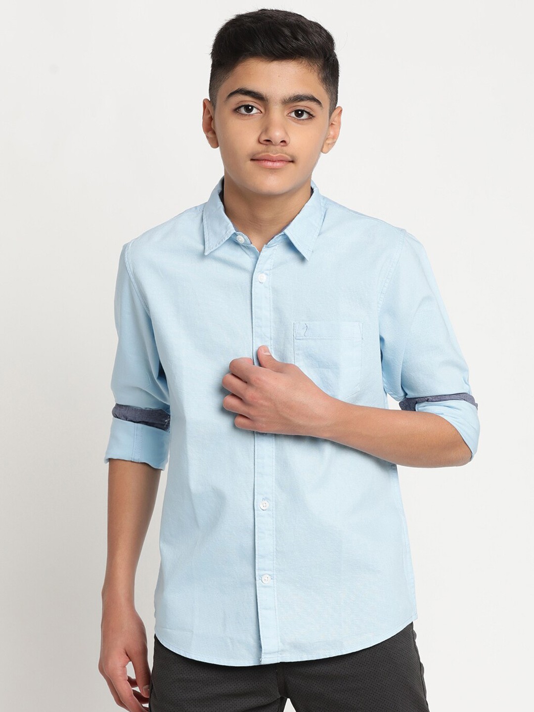 

Indian Terrain Boys Standard Casual Pure Cotton Shirt, Blue