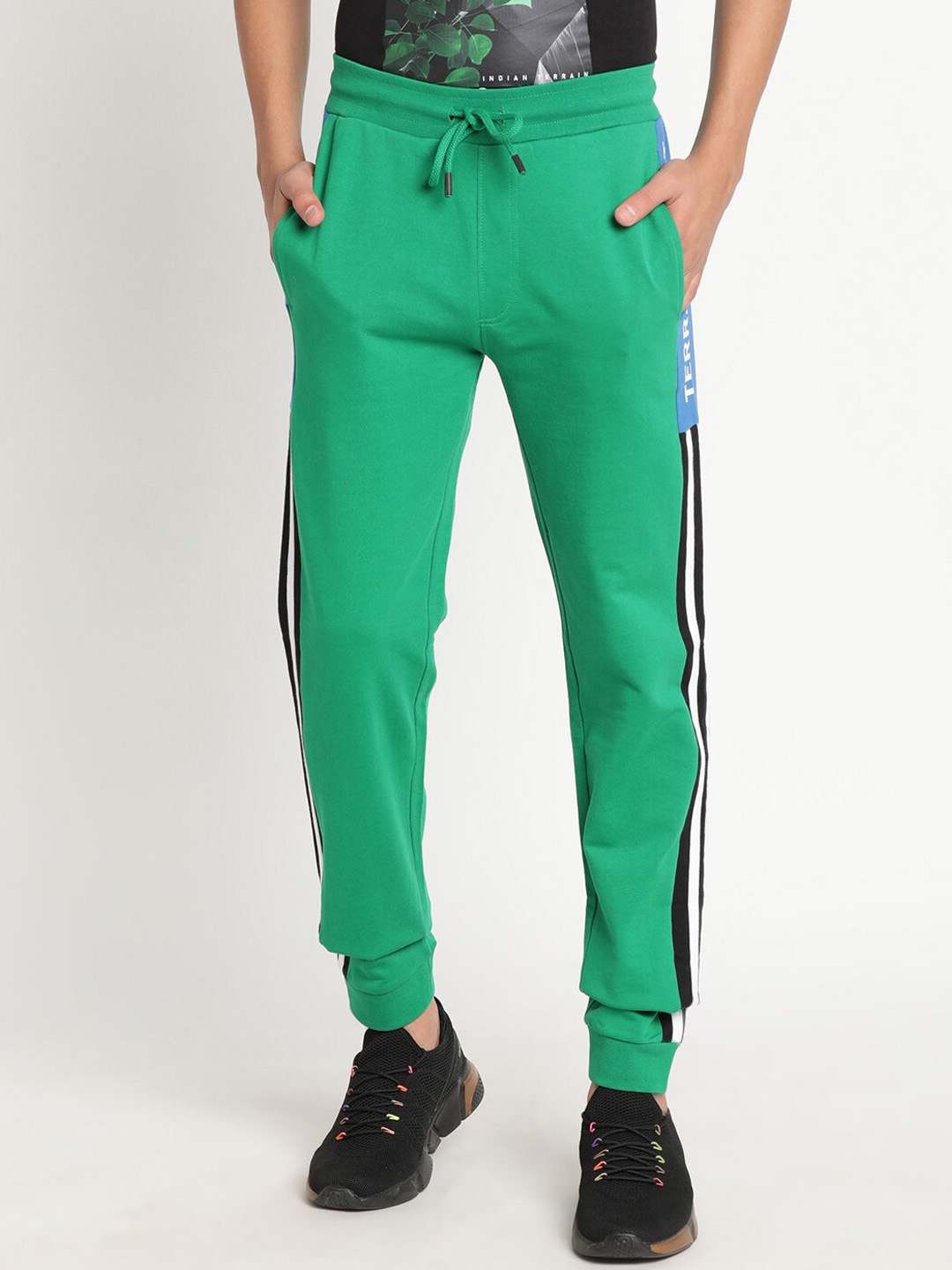 

Indian Terrain Boys Slim Fit Pure Cotton Joggers, Green
