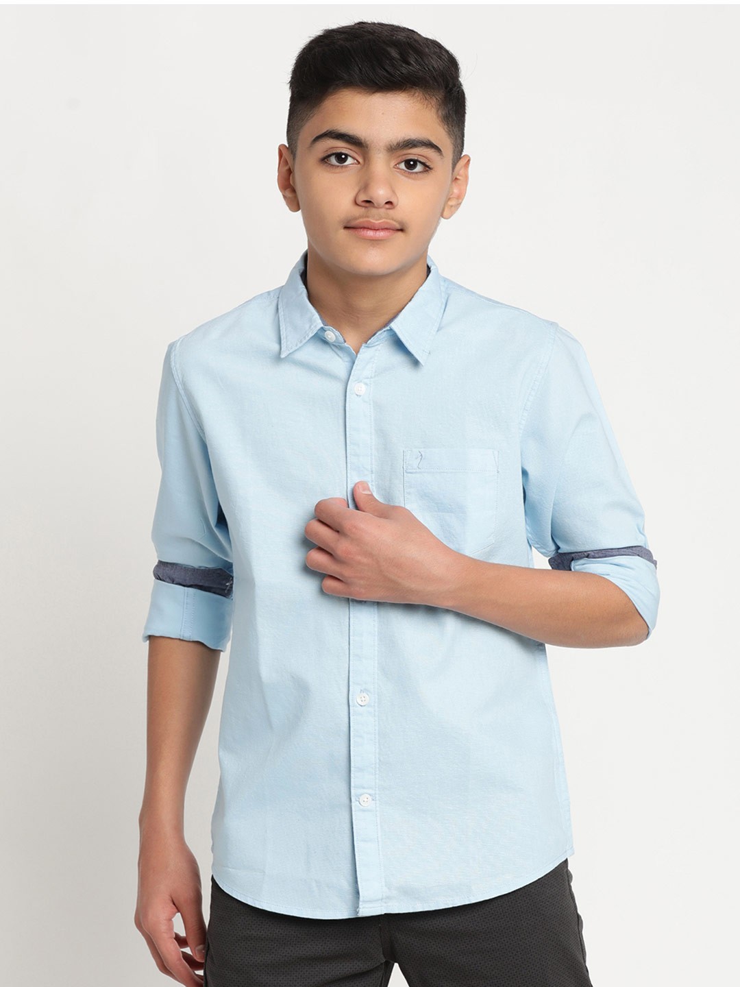 

Indian Terrain Boys Standard Casual Pure Cotton Shirt, Blue