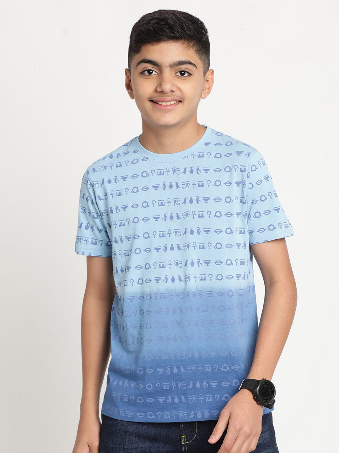 

Indian Terrain Boys Pure Cotton T-shirt, Blue