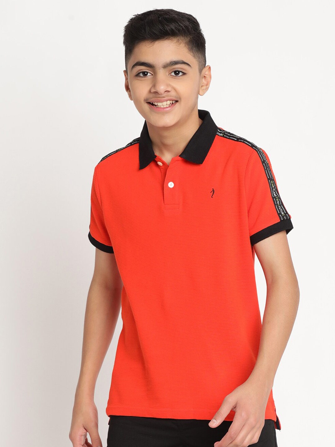 

Indian Terrain Boys Polo Collar Pure Cotton T-shirt, Orange
