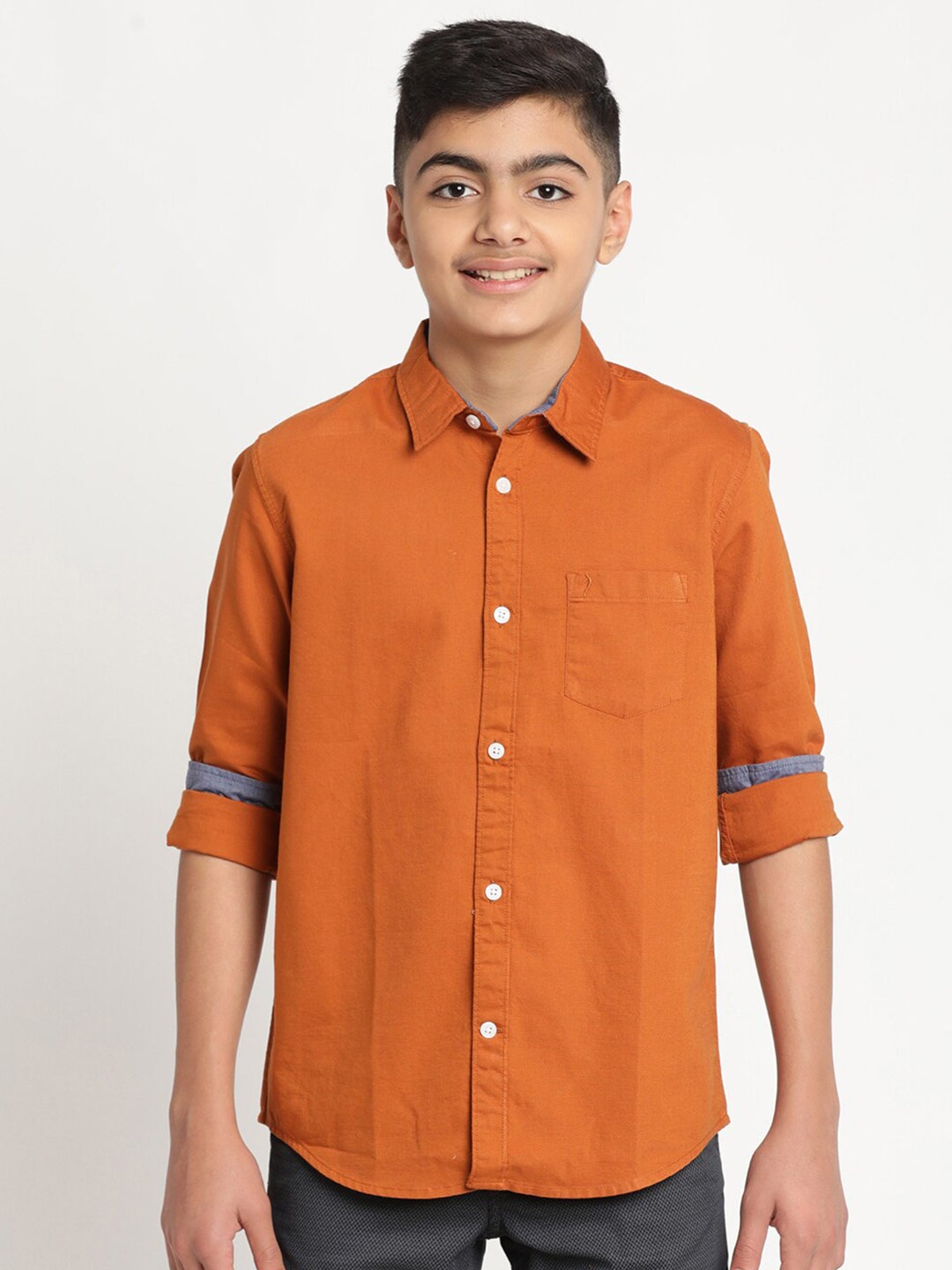 

Indian Terrain Boys Standard Casual Pure Cotton Shirt, Rust