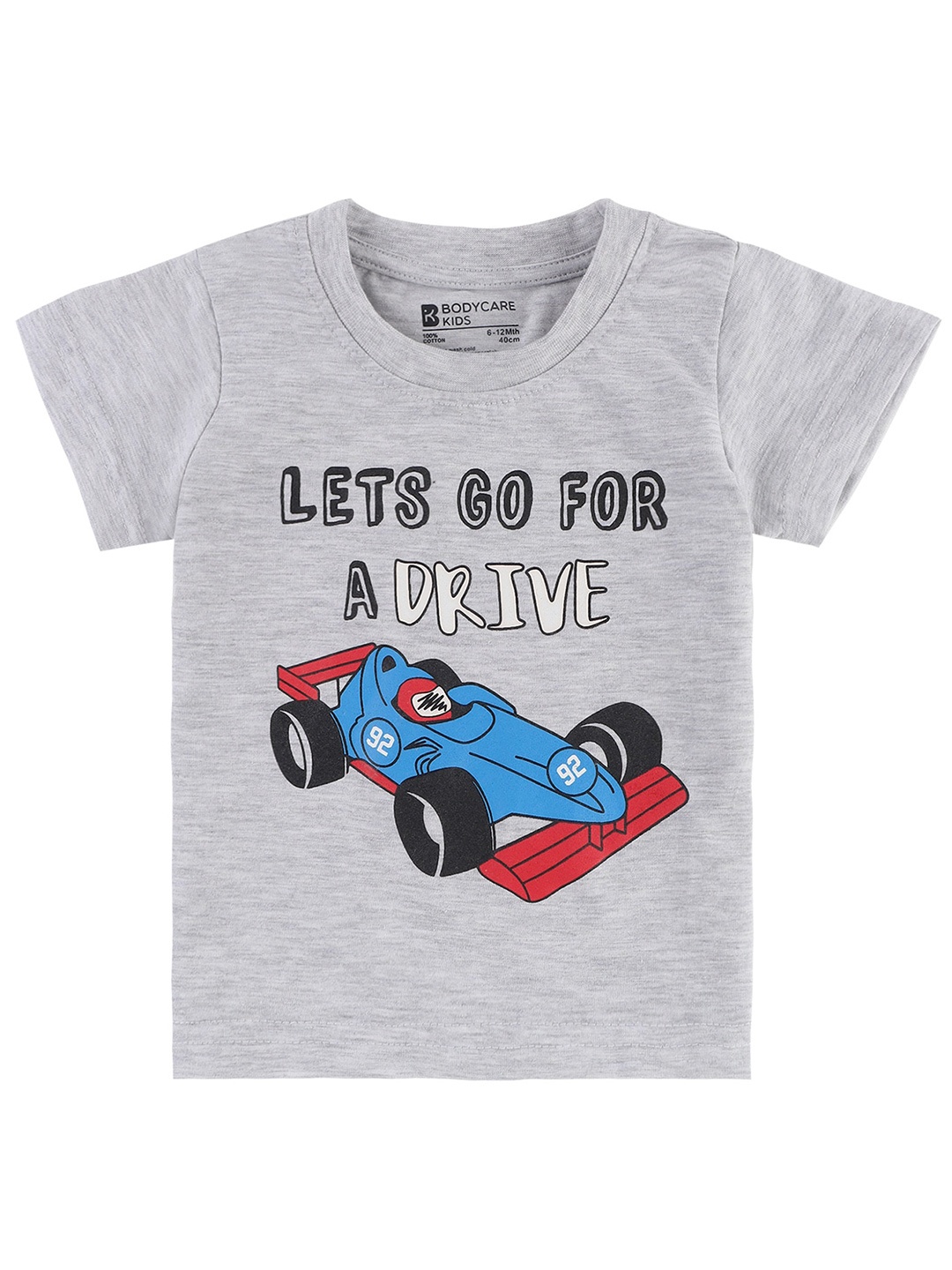 

Bodycare Kids Boys Graphic Printed Cotton T-shirt, Grey melange