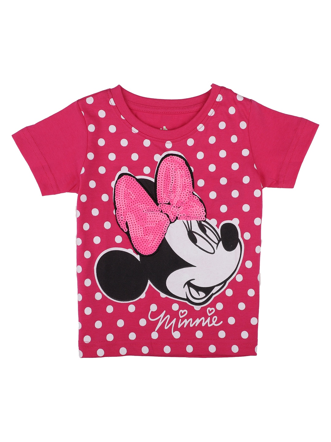 

Bodycare Kids Infant Girls Minnie & Friends Printed Cotton Embellished T-shirt, Pink