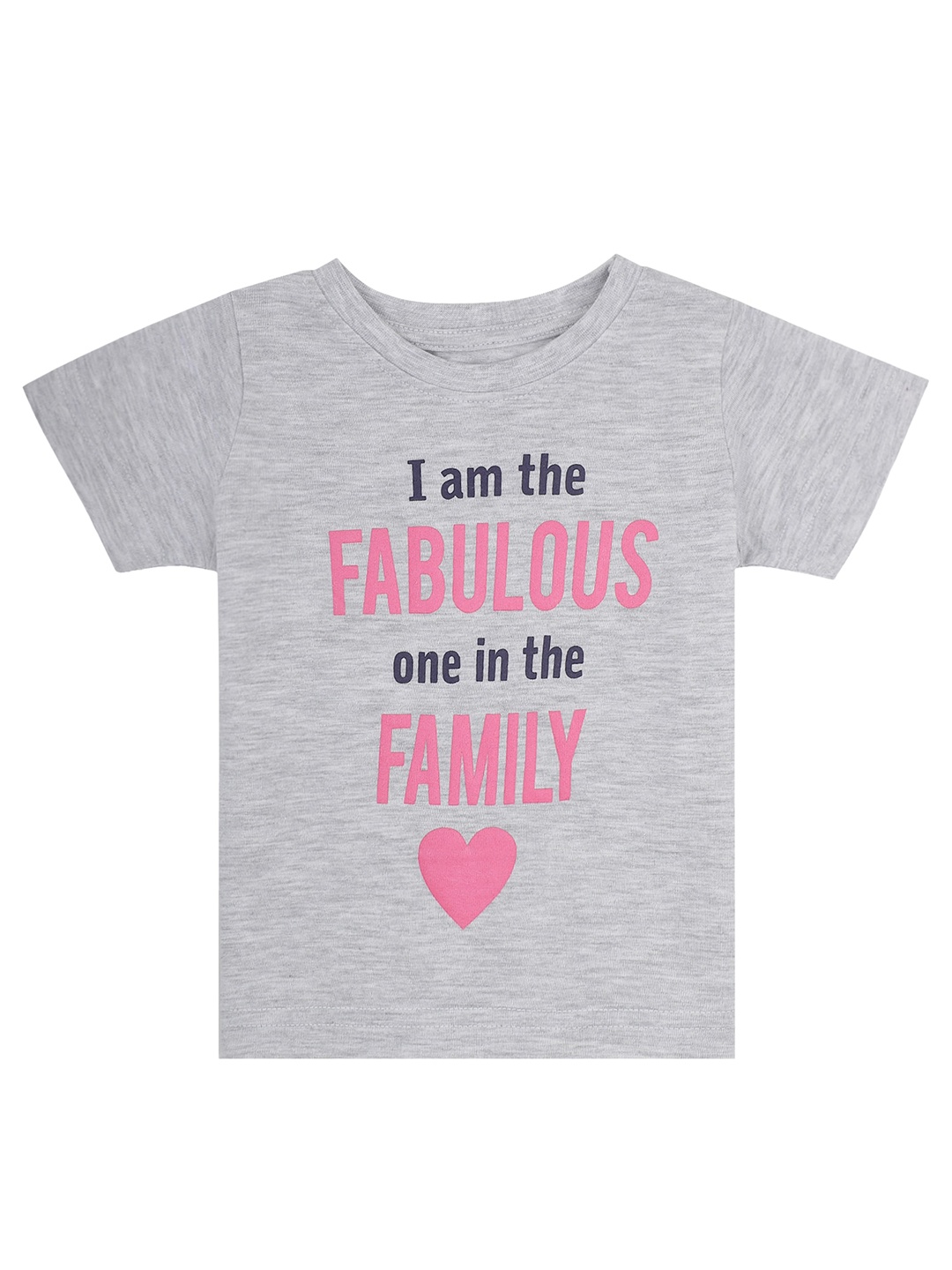 

Bodycare Kids Girls Typography Printed Cotton T-shirt, Grey