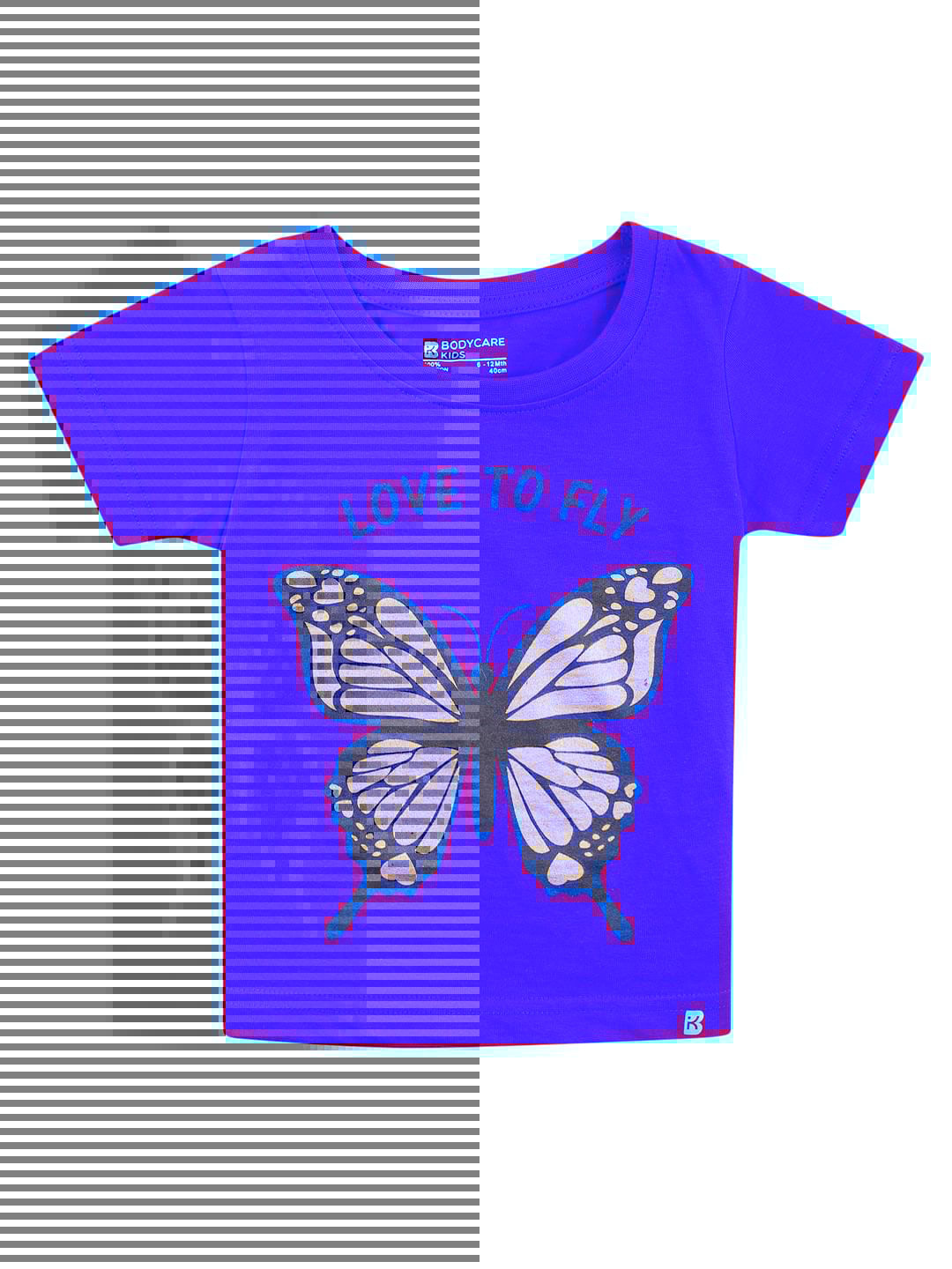 

Bodycare Kids Girls Butterfly Graphic Printed Cotton T-shirt, Blue