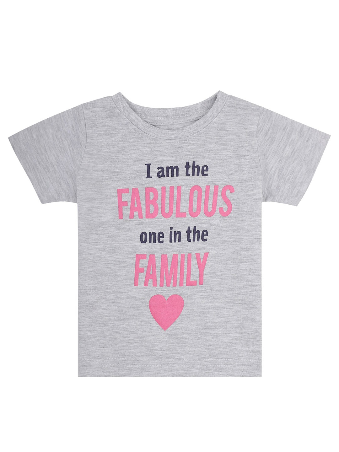 

Bodycare Kids Girls Typography Printed Cotton T-shirt, Grey
