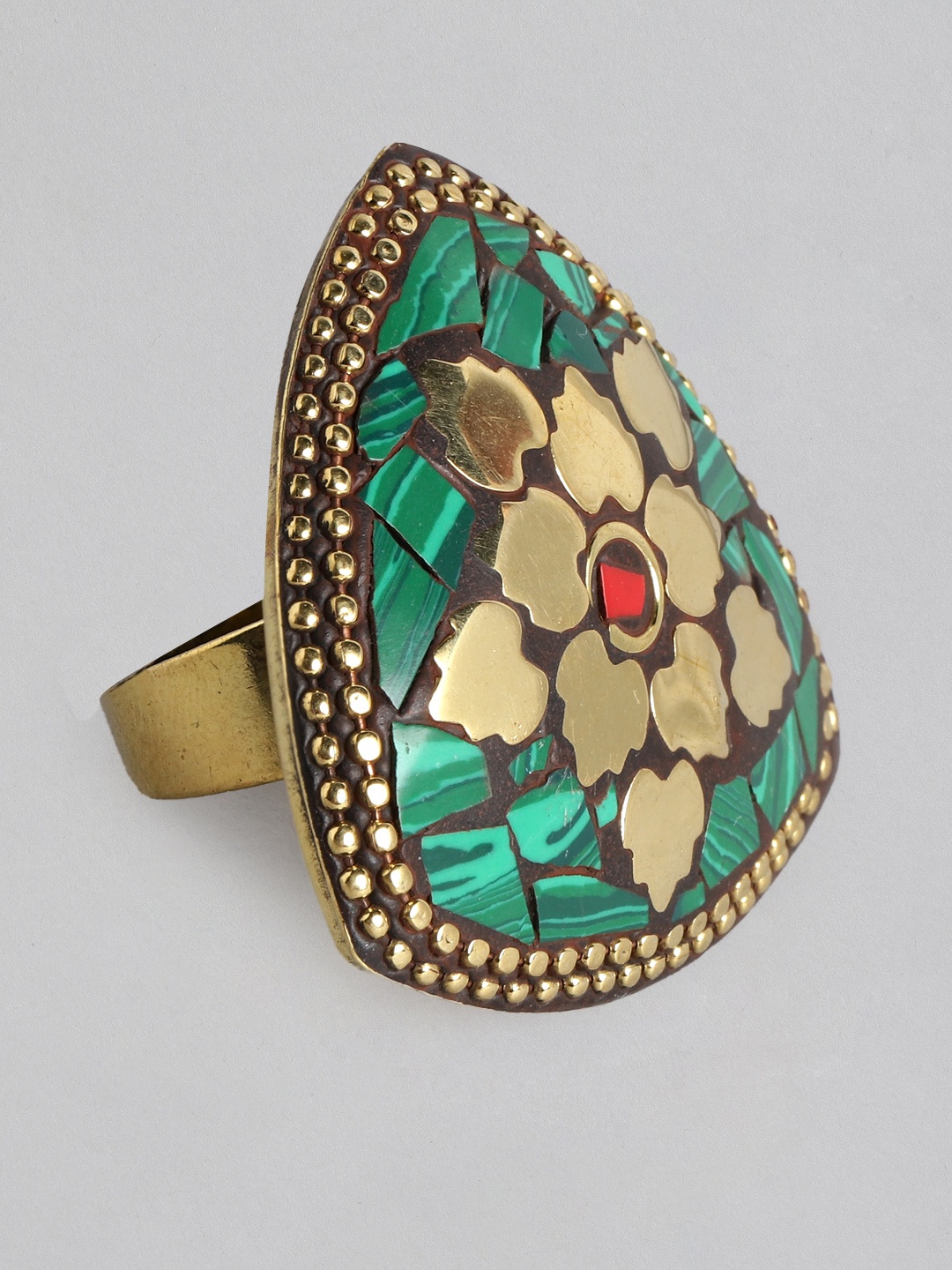 

Rang Gali Women Green & Gold-Toned Brass-Plated Finger Ring