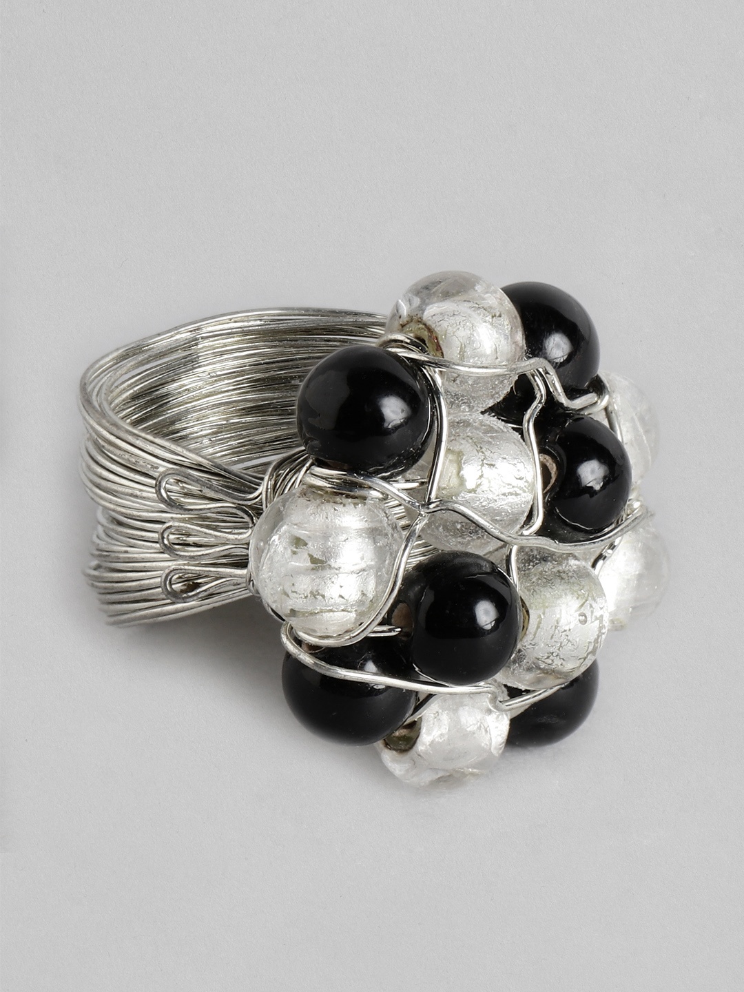 

Rang Gali Women Rhinestones Studded Finger Ring, Black