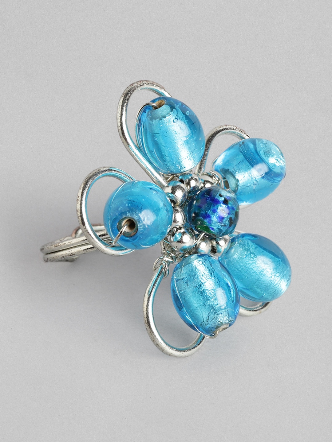 

Rang Gali Women Silver-Plated Aquamarine Studded Finger Ring, Blue