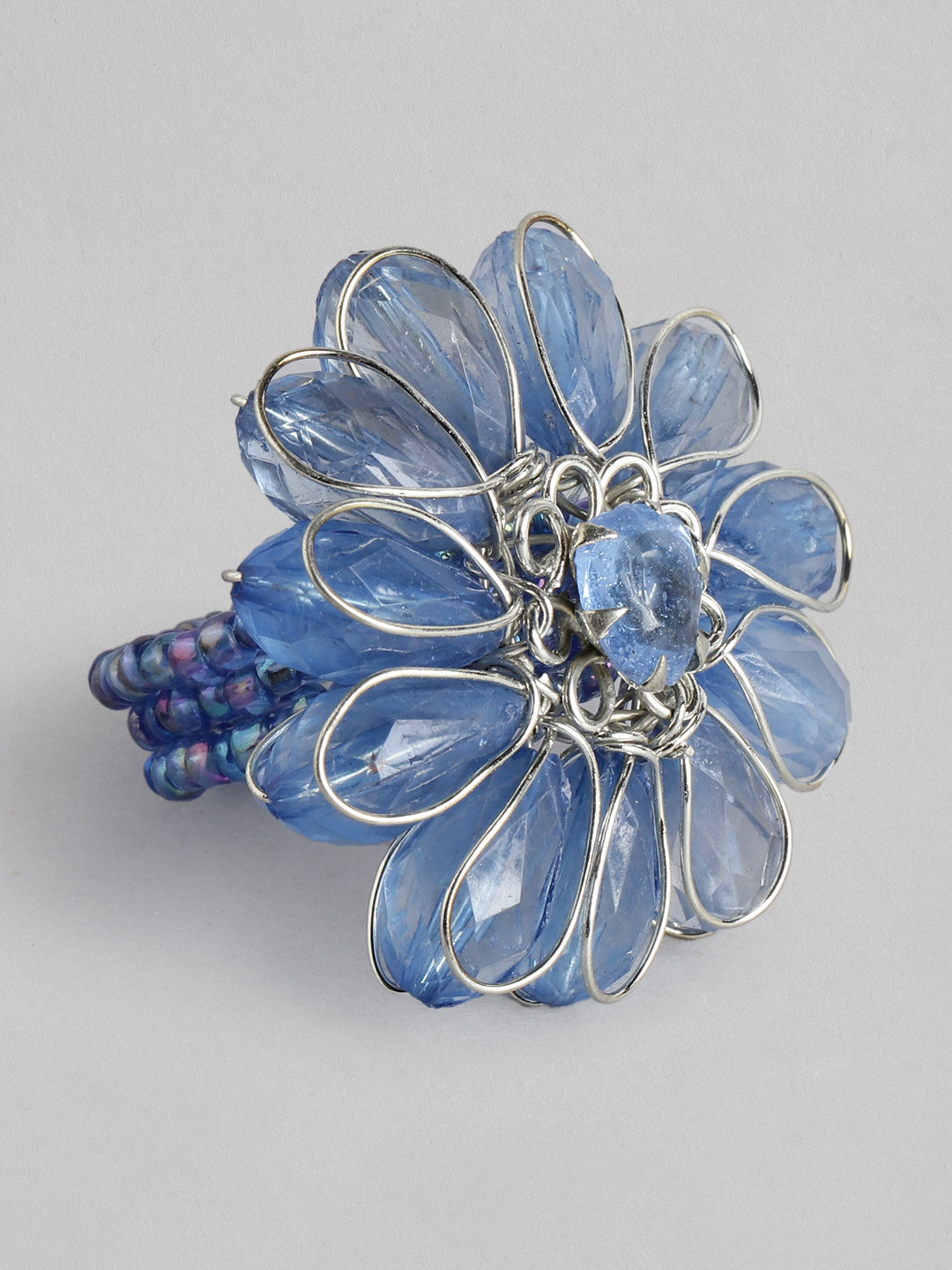 

Rang Gali Women Silver-Plated Aquamarine Studded Finger Ring, Blue