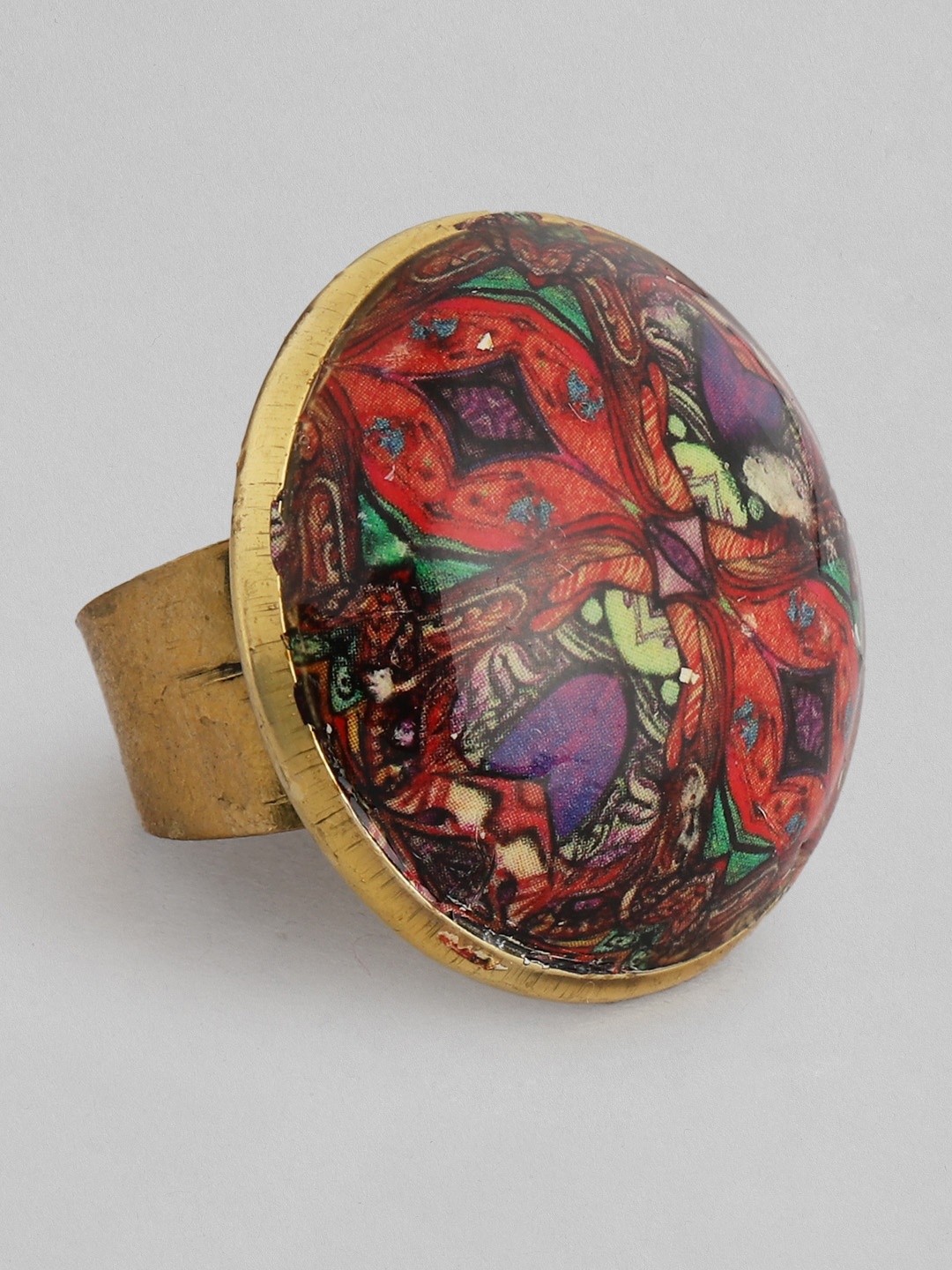 

Rang Gali Tribal Gold-Plated Finger Ring, Multi