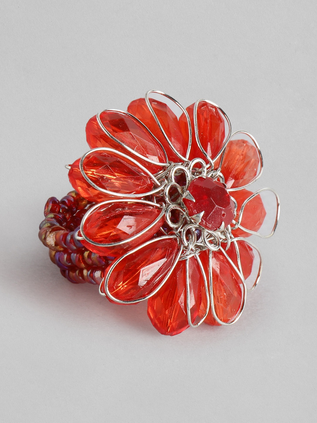 

Rang Gali Silver-Plated Finger Ring, Red