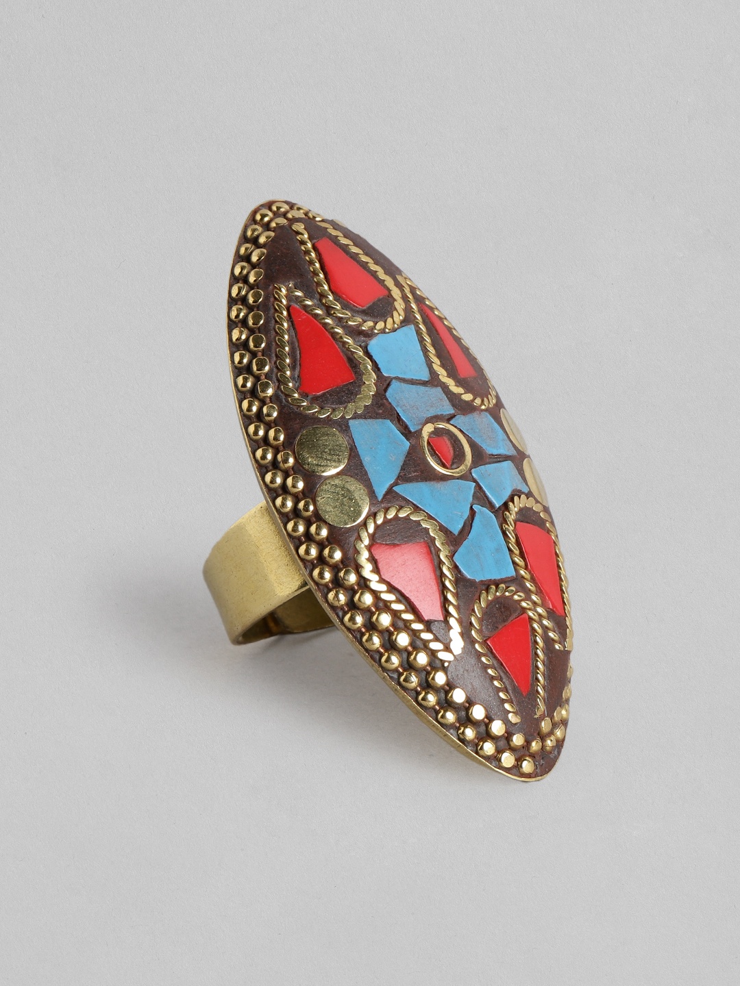 

Rang Gali Tribal Brass-Plated Finger Ring, Green