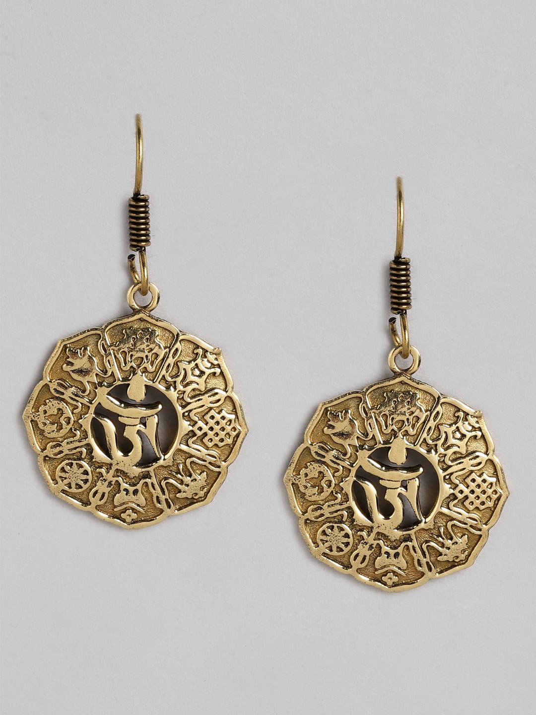 

Rang Gali Gold-Toned Circular Drop Earrings
